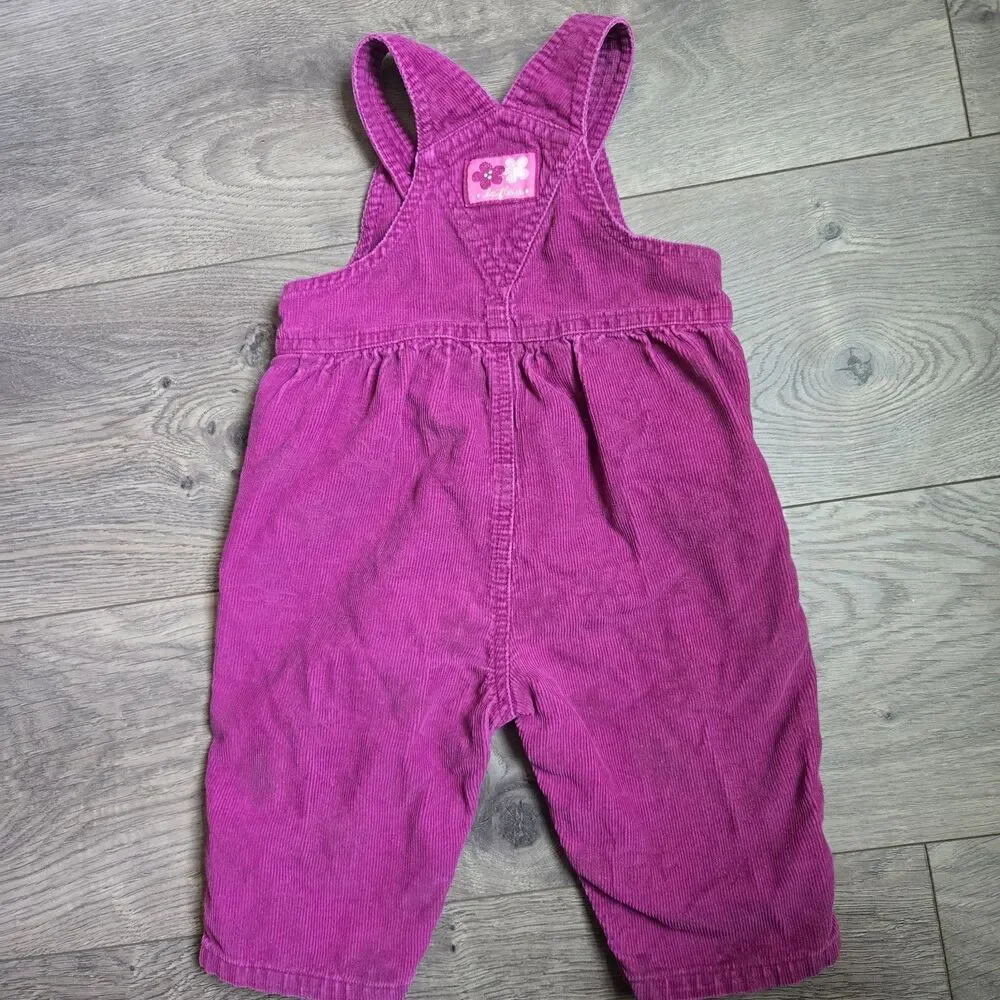 Vintage Carter's 9-12M Muted Magenta Corduroy Overalls Daisy Flower Embossed Y2K